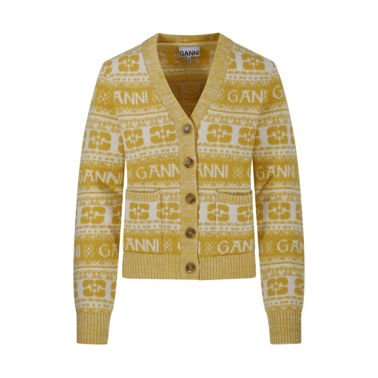 Maize Logo Wool Mix Cardigan Ganni