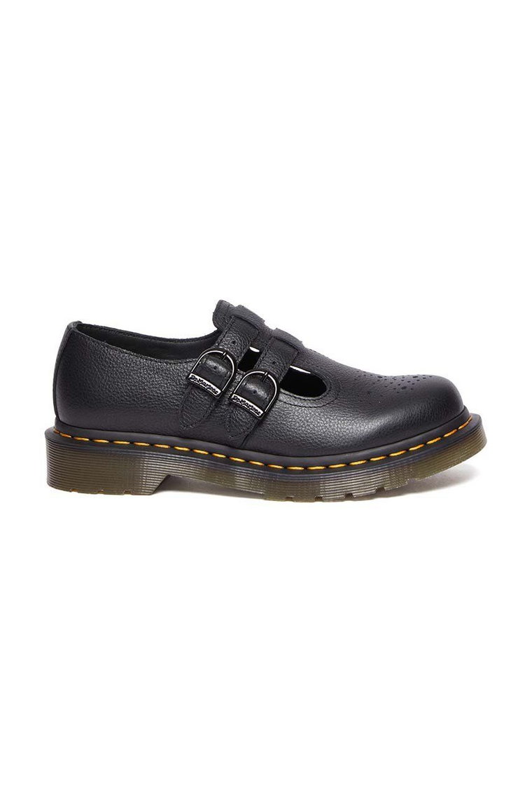 Dr. Martens półbuty skórzane 8065 Mary Jane damskie kolor czarny na płaskim obcasie DM30692001