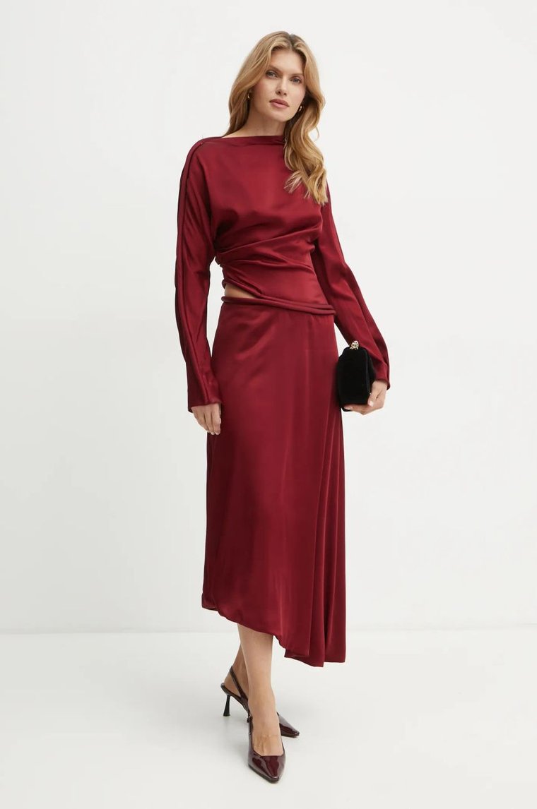 Victoria Beckham sukienka kolor bordowy maxi rozkloszowana 1424WDR005829A