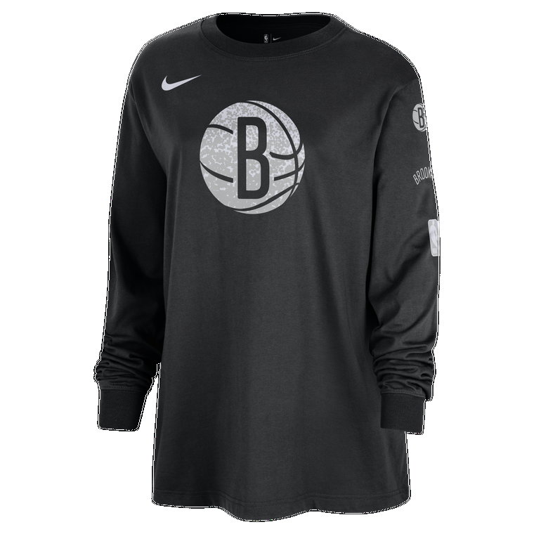 Damski T-shirt z długim rękawem Nike NBA Brooklyn Nets Essential - Czerń