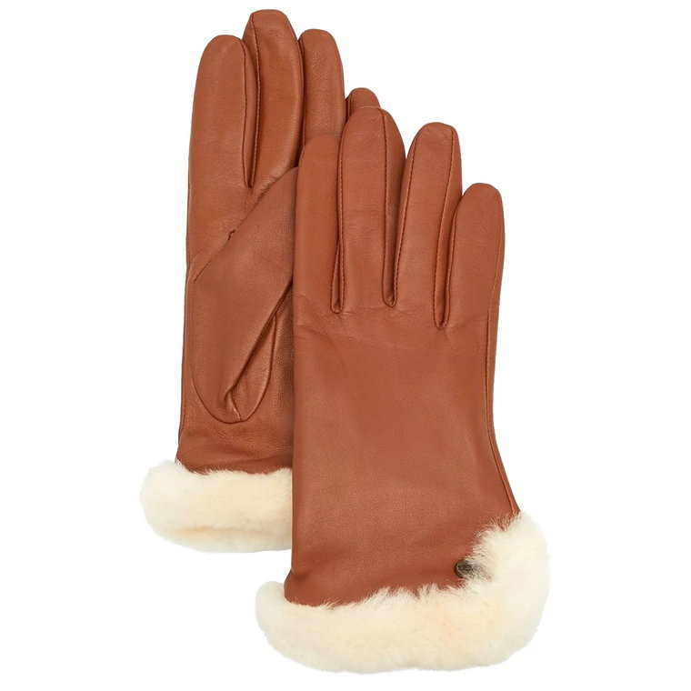 UGG Leather Sheepskin Vent Glove 21626-CHE, Damskie, Brązowe, rękawiczki, skóra naturalna, rozmiar: L