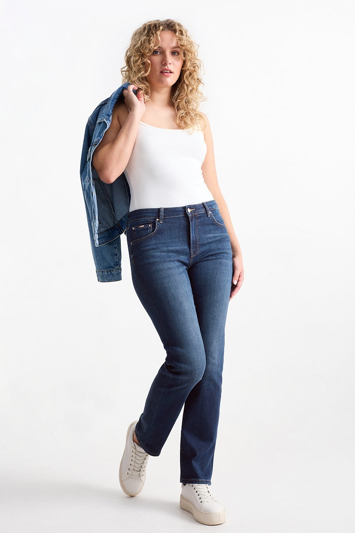 C&A Straight jeans-średni stan-LYCRA, Niebieski, Rozmiar: 44