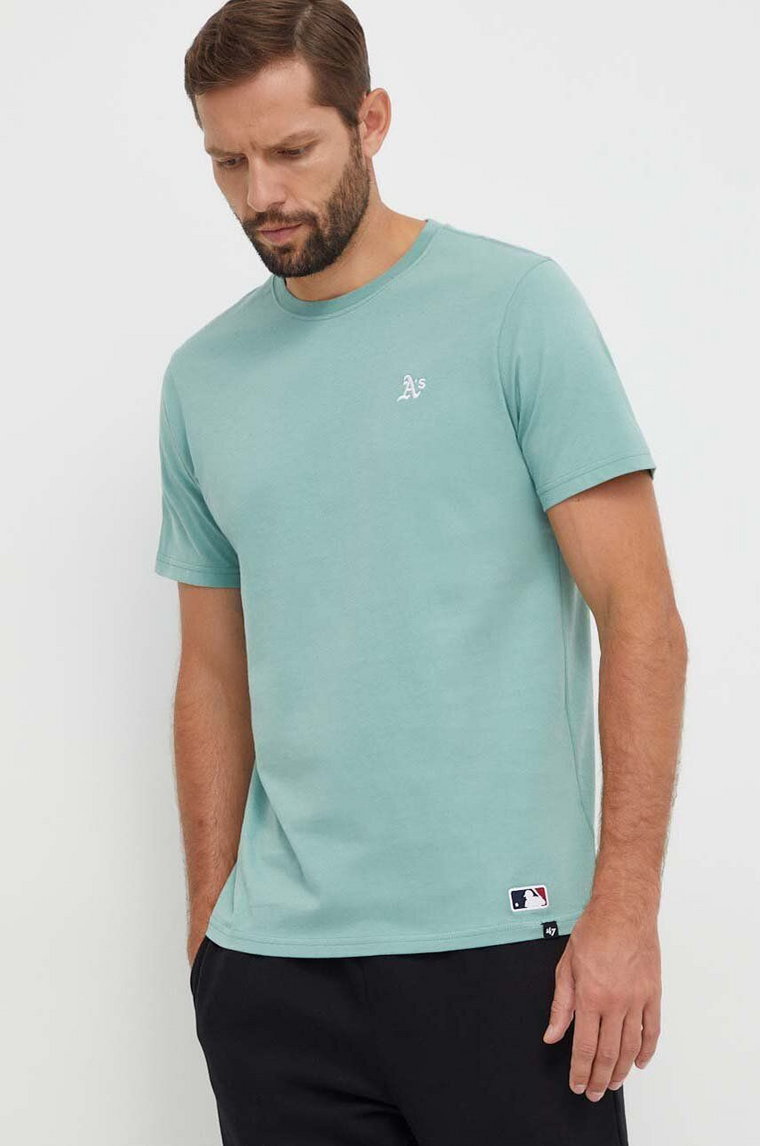 47 brand t-shirt bawełniany MLB Oakland Athletics męski kolor zielony gładki