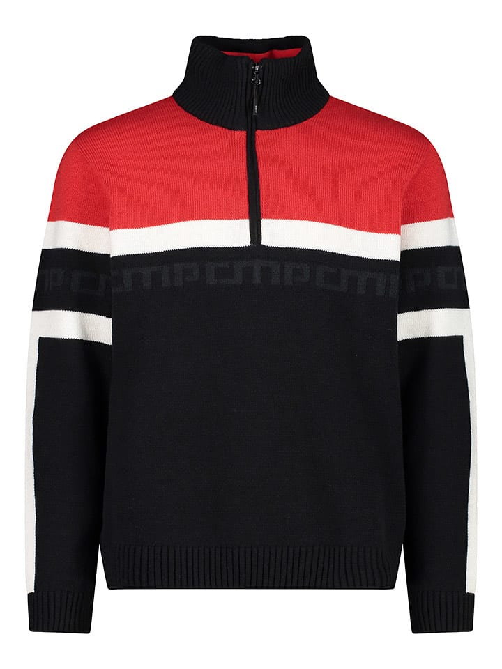 CMP Sweter w kolorze czarno-czerwonym