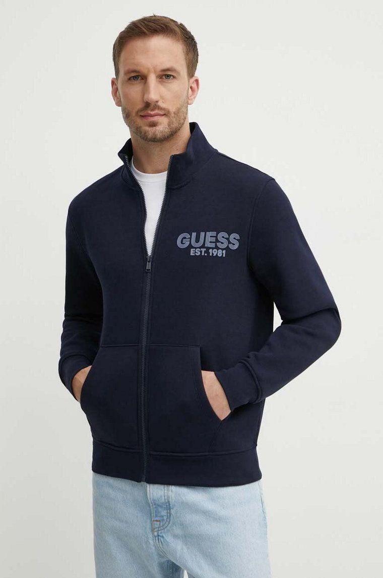 Guess bluza męska kolor granatowy z nadrukiem M4YQ80 K9Z21