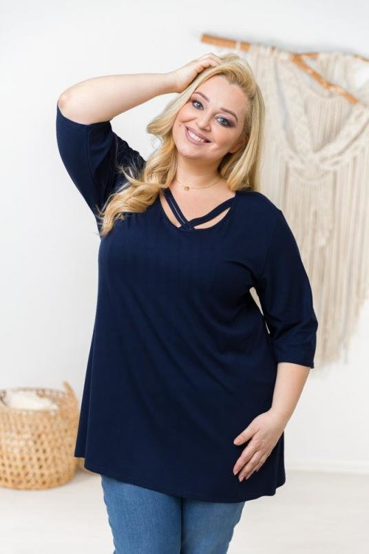 Granatowa Bluzka SOTTO Plus Size