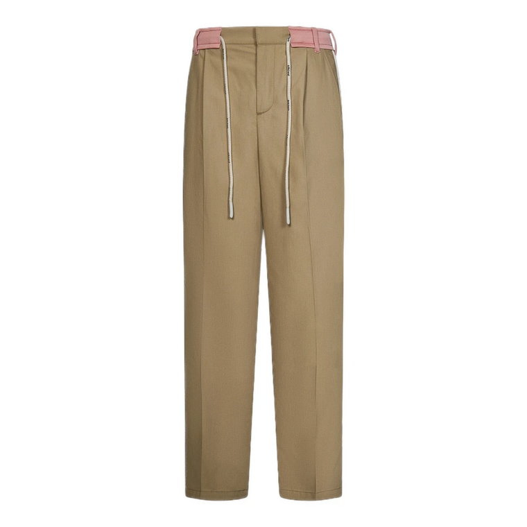 Beżowe Spodnie dresowe z Kontrastującym Różowym Pasem Palm Angels