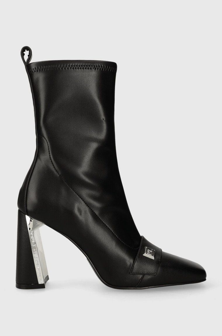 Karl Lagerfeld botki skórzane MASQUE damskie kolor czarny na słupku KL30760