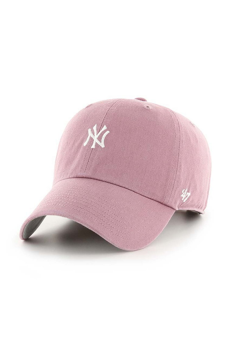 47 brand czapka z daszkiem bawełniana MLB New York Yankees kolor różowy z aplikacją B-BSRNR17GWS-QC