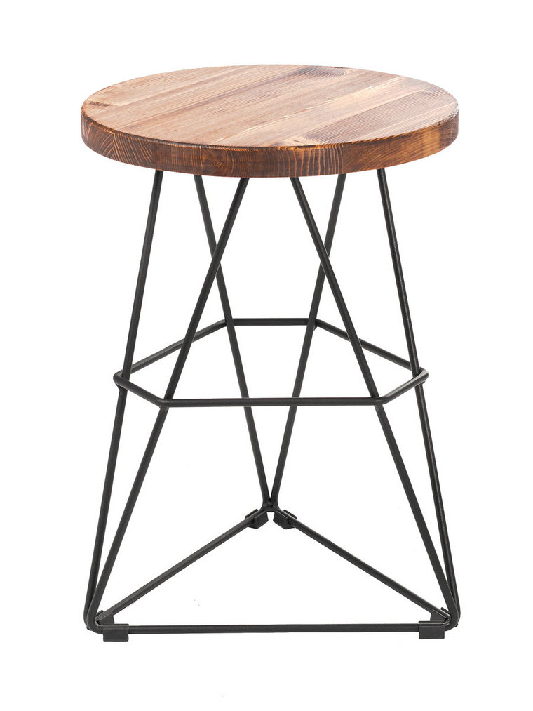 Taboret 48 cm z okrągłym siedziskiem - ciemny brąz