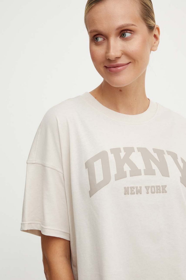 Dkny t-shirt bawełniany damski kolor beżowy DP4T9945