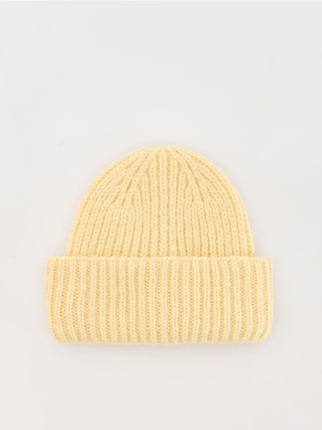 Reserved - Czapka beanie z domieszką wełny - żółty