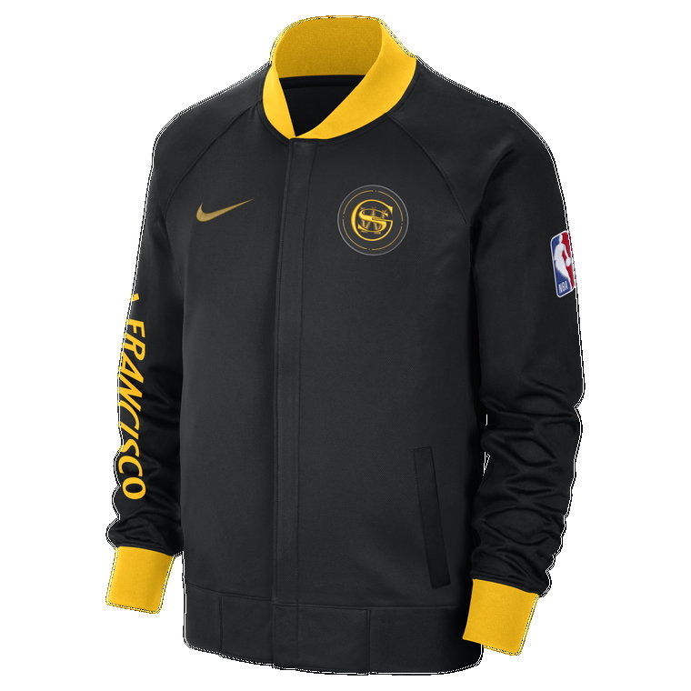 Męska kurtka z długim rękawem i zamkiem na całej długości Nike Dri-FIT Golden State Warriors Showtime City Edition - Czerń