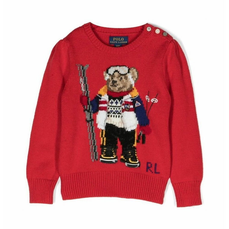 Czerwony Sweter Polo Bear dla dziewczynek Ralph Lauren