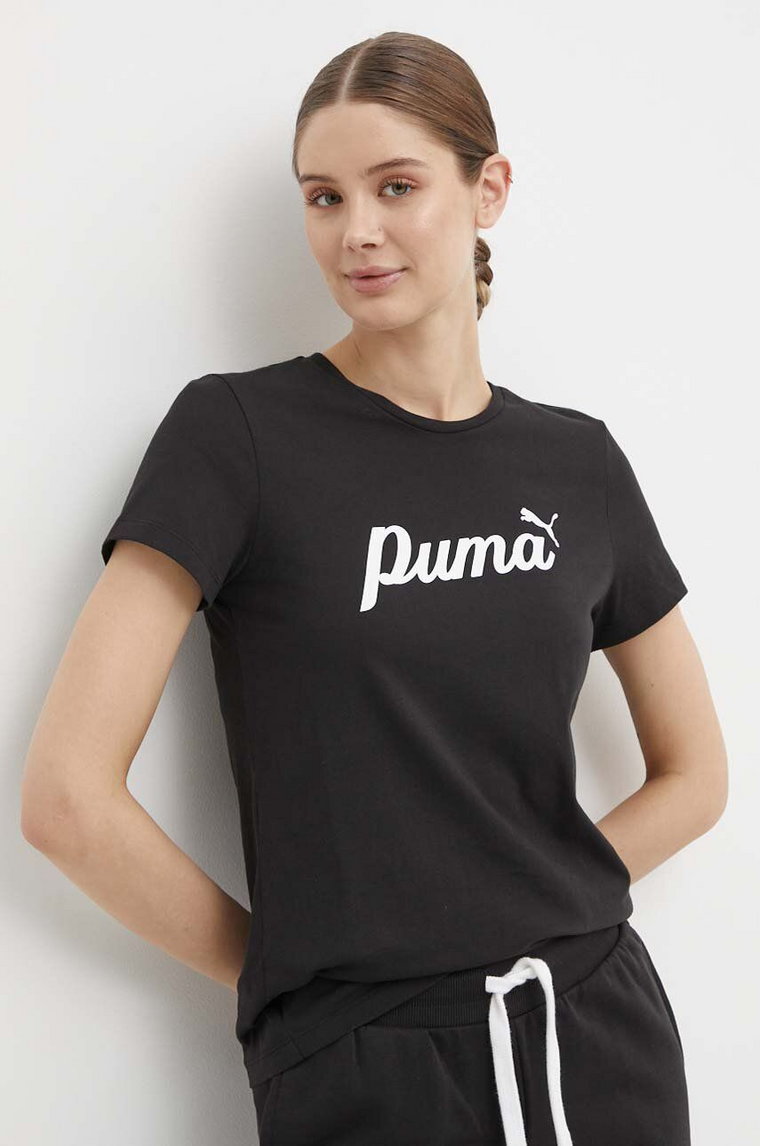 Puma t-shirt bawełniany damski kolor czarny 679315