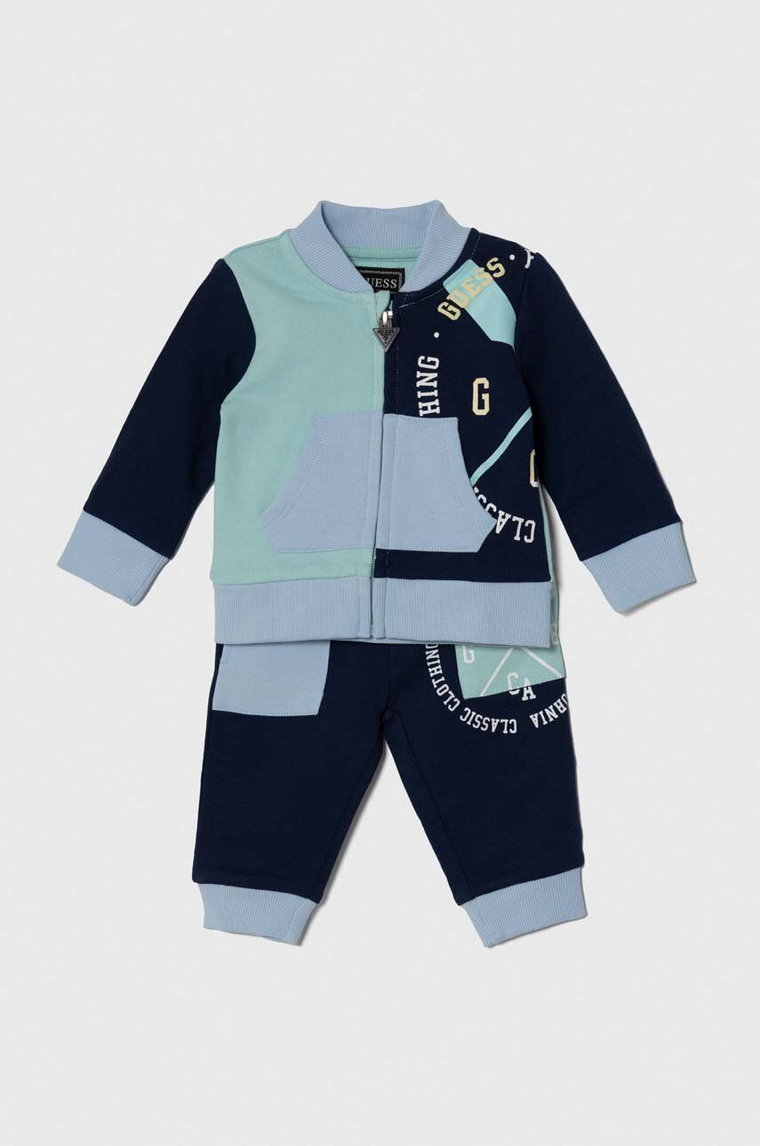 Guess dres bawełniany niemowlęcy kolor niebieski