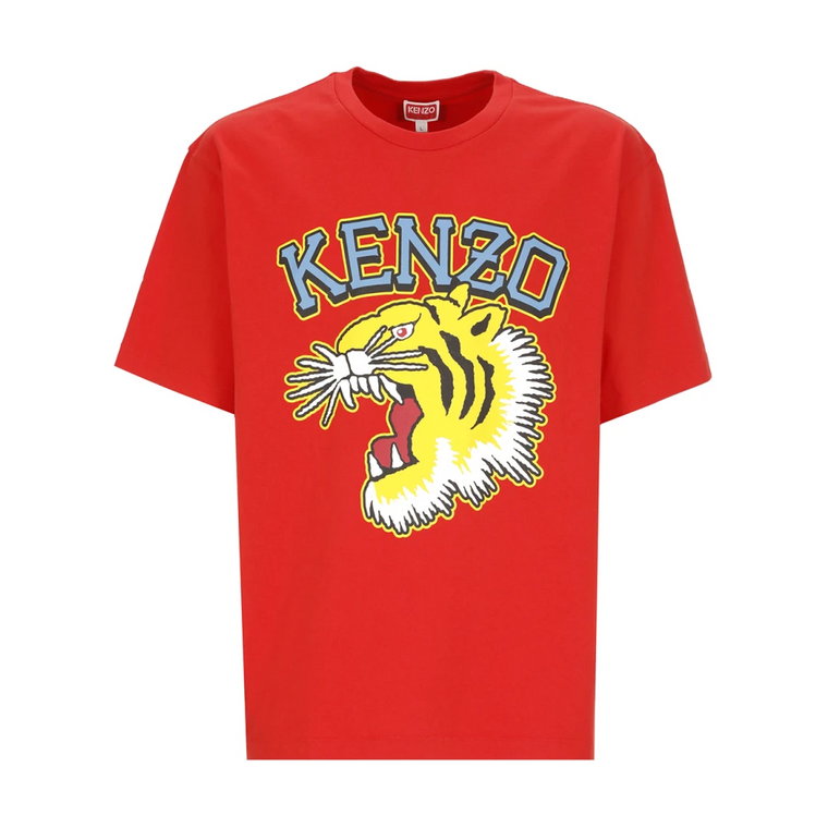Czerwona koszulka z nadrukiem tygrysa dla mężczyzn Kenzo