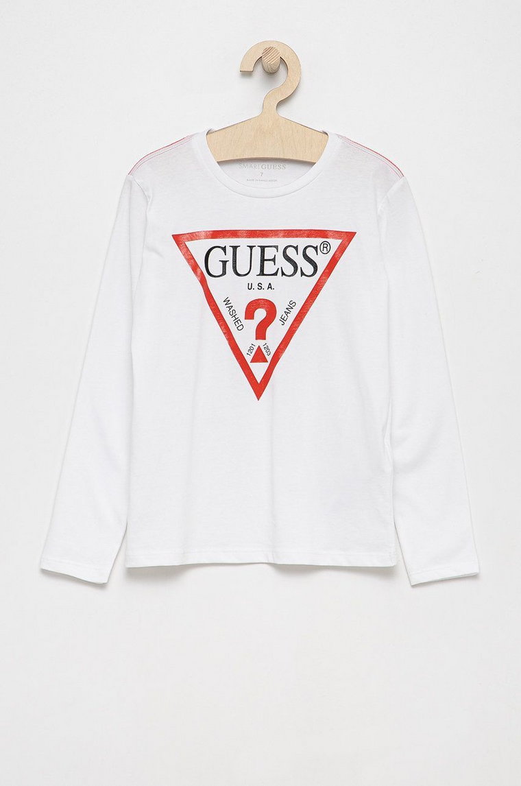 Guess Longsleeve dziecięcy kolor biały z nadrukiem