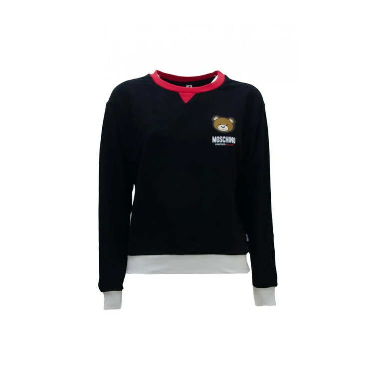 Czarny Bawełniany Sweter z Wyszywanymi Szczegółami Moschino