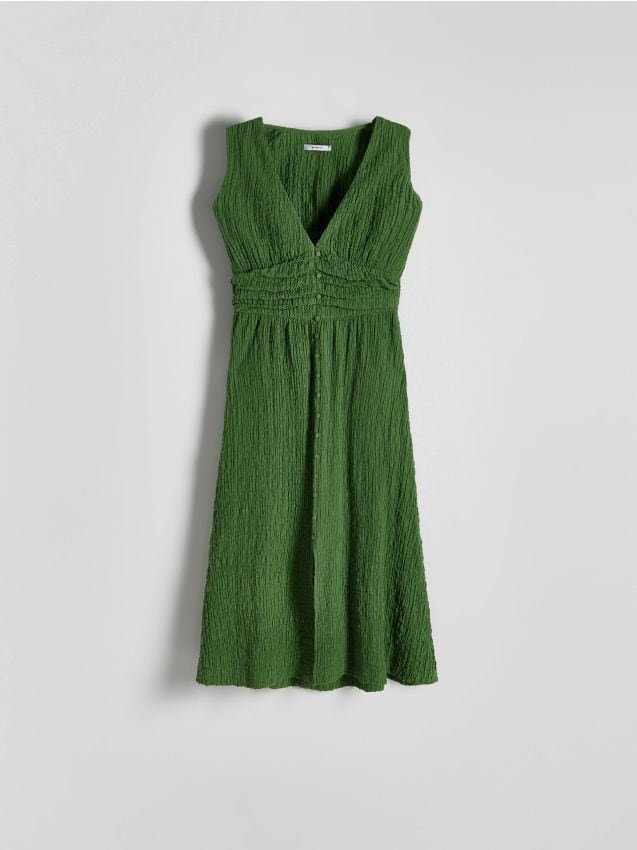 Reserved - Muślinowa sukienka midi - zielony