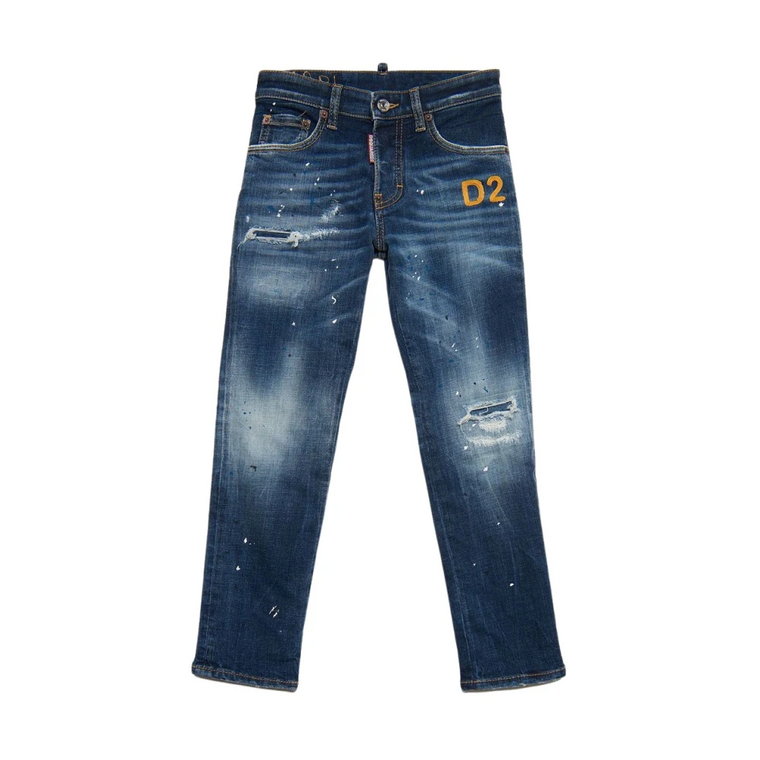 Klasyczne Jeansy z Logo Patch Dsquared2