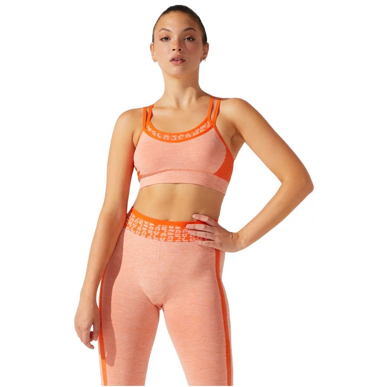 Asics Cropped Logo Seamless Bra 2032B791-800, Damskie, Pomarańczowe, biustonosze sportowe, poliester, rozmiar: M