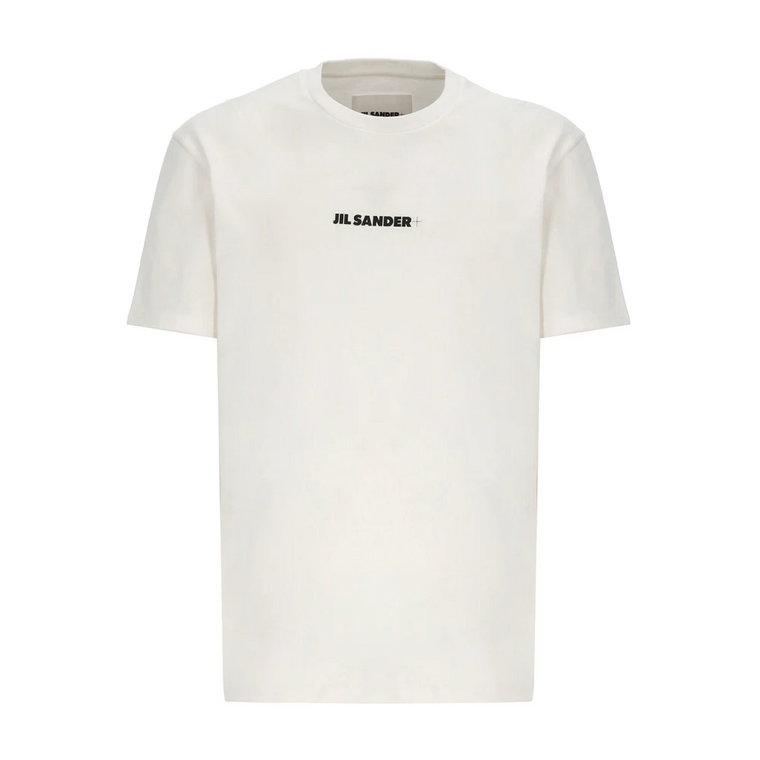 Bawełniany T-shirt z nadrukiem logo Biały Jil Sander