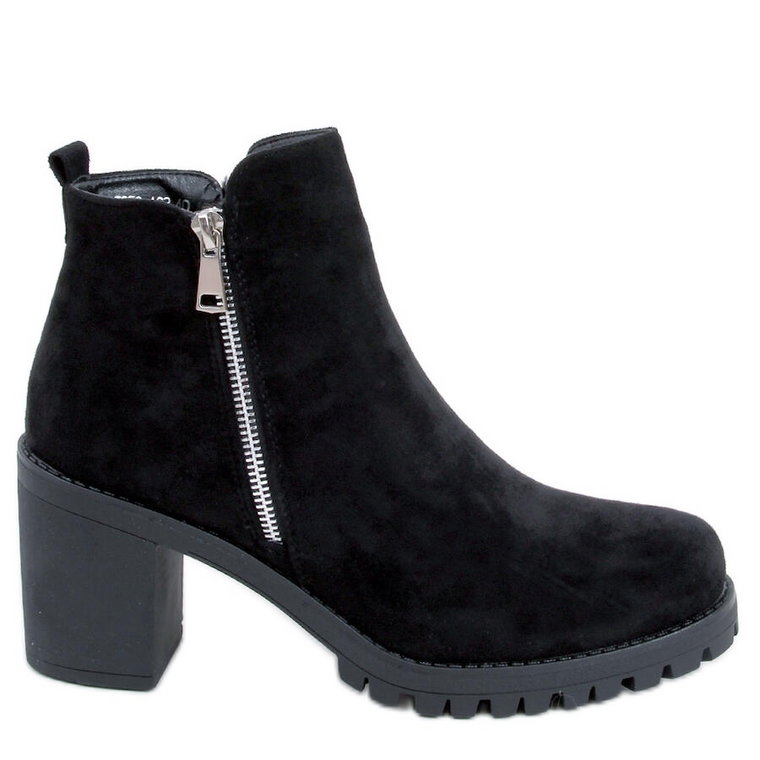 Botki na obcasie Sadie Black Suede czarne