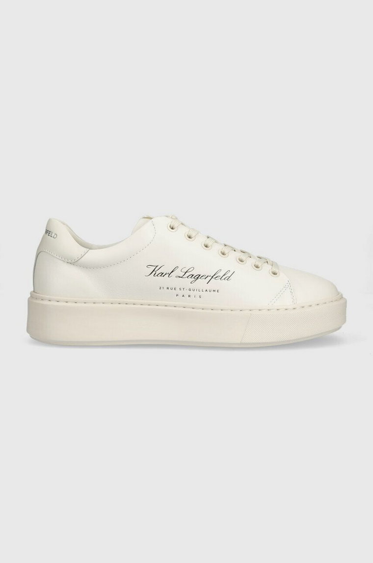 Karl Lagerfeld sneakersy skórzane MAXI KUP kolor beżowy KL52223