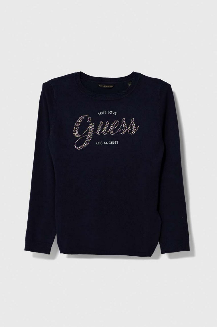 Guess sweter dziecięcy kolor granatowy lekki