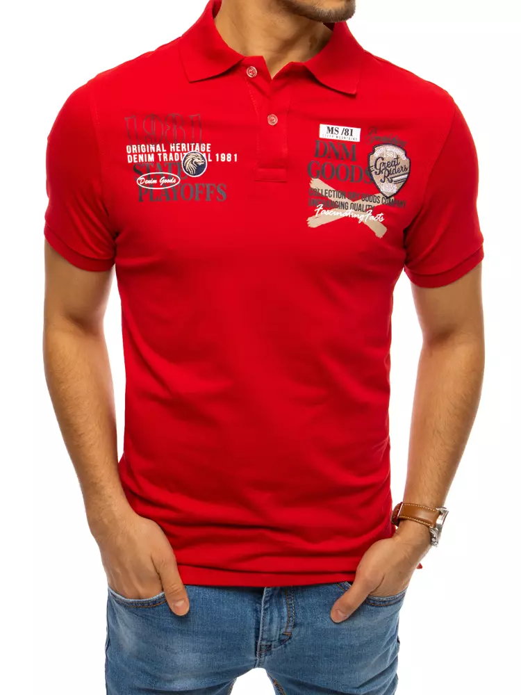 Koszulka polo z nadrukiem czerwona Dstreet PX0383