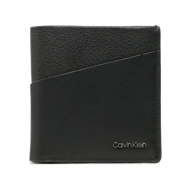 Czarny portfel skórzany z kieszenią na monety i miejscem na karty Calvin Klein