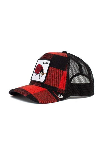 Goorin Bros czapka kolor czerwony wzorzysta