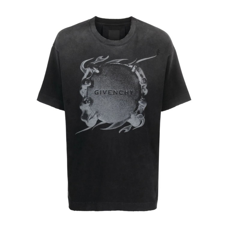 Logo-Print Zniszczony Bawełniany T-Shirt Givenchy