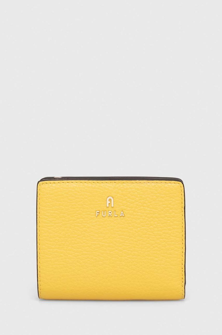 Furla portfel skórzany damski kolor żółty
