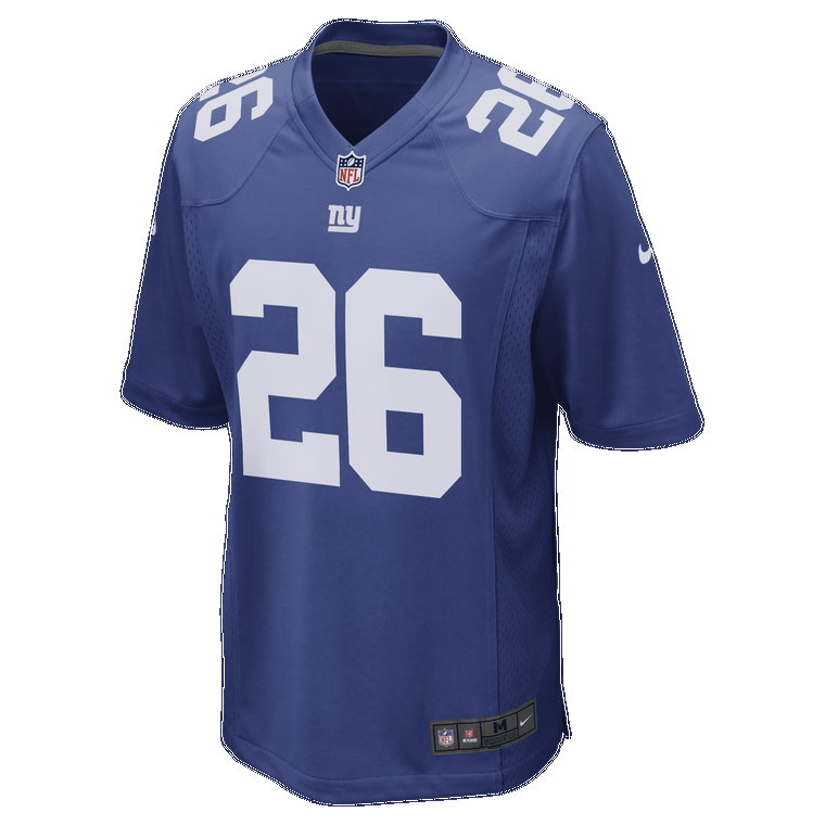 Męska koszulka meczowa do futbolu amerykańskiego NFL New York Giants (Saquon Barkley) - Niebieski