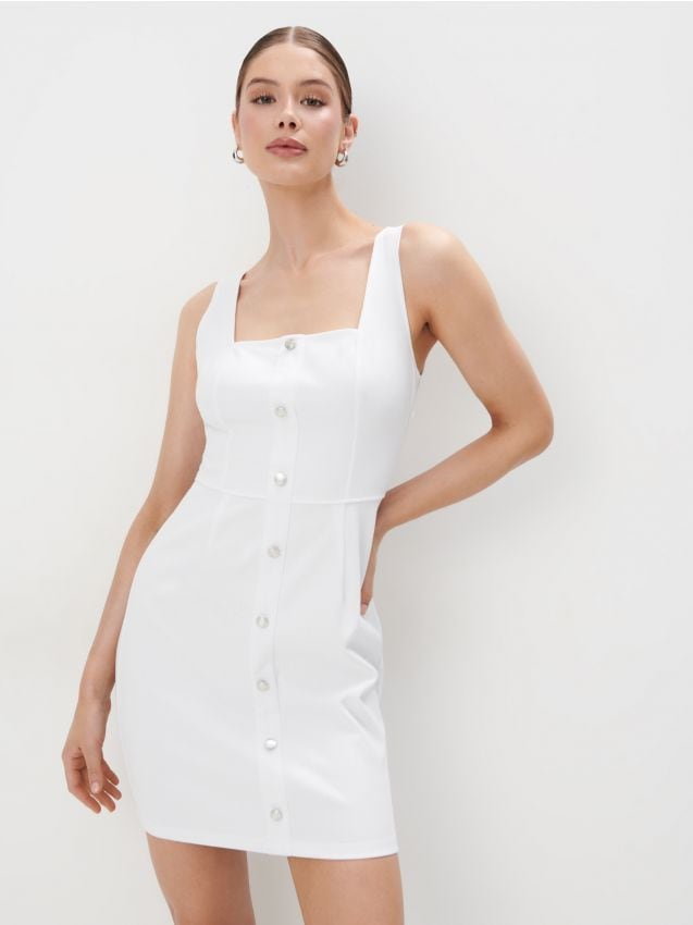 Mohito - Jeansowa sukienka mini - biały