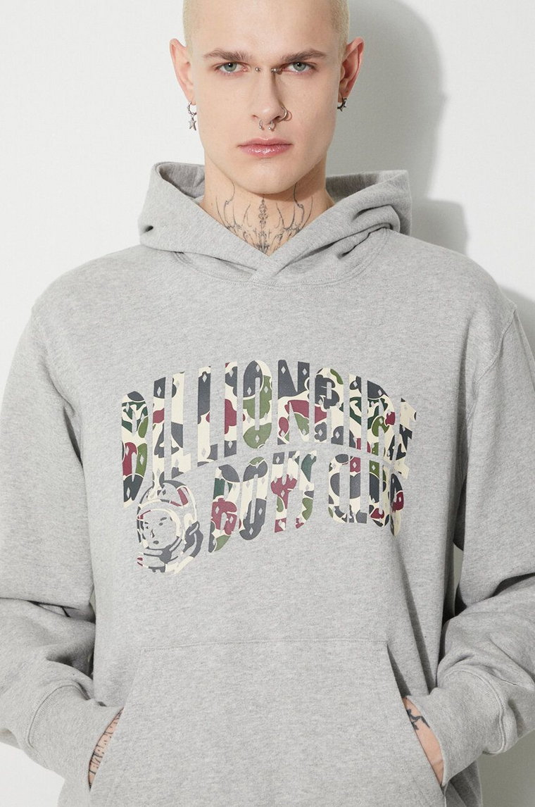 Billionaire Boys Club bluza bawełniana Duck Camo Arch Logo Popover męska kolor szary z kapturem z nadrukiem B23432