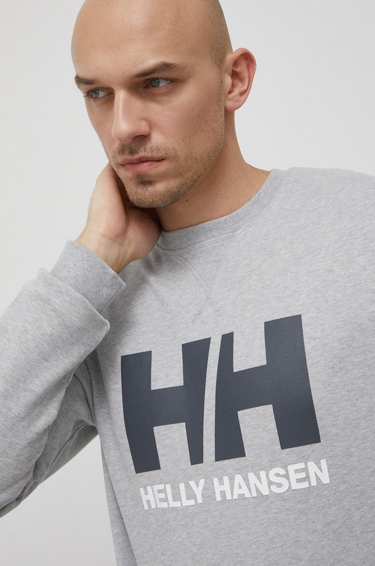 Helly Hansen bluza bawełniana męska kolor szary gładka 34000-597