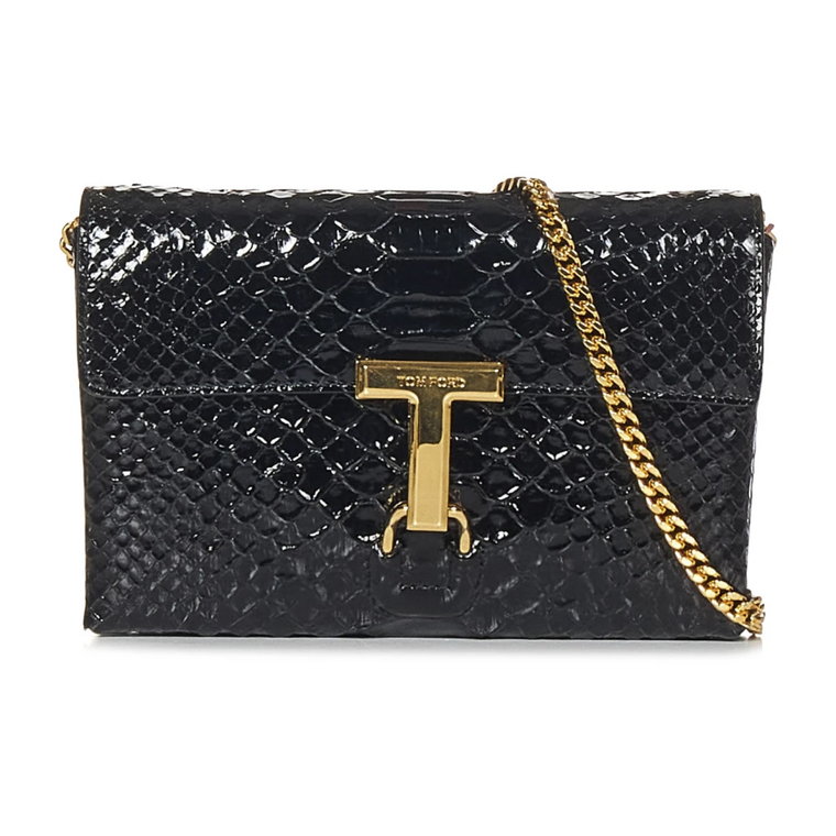 Czarna Python Monarch Mini Torba na ramię Tom Ford