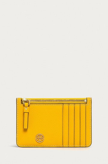 Tory Burch portfel skórzany damski kolor żółty