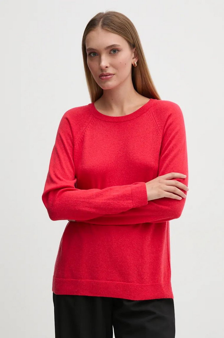 United Colors of Benetton sweter z domieszką wełny damski kolor czerwony lekki 1035D1P17