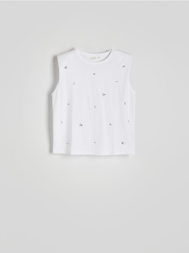 Reserved - Bluzka z ozdobnymi detalami - biały