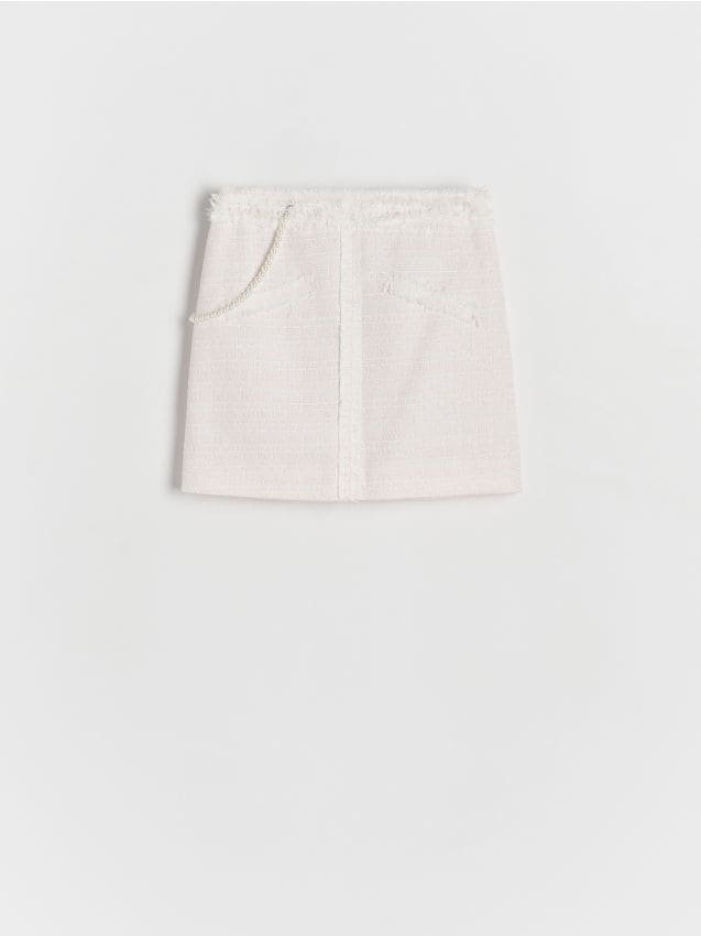 Reserved - Tweedowa spódnica - pastelowy róż
