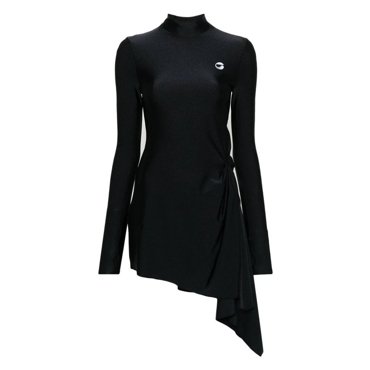 Czarna Asymetryczna Sukienka Midi Coperni