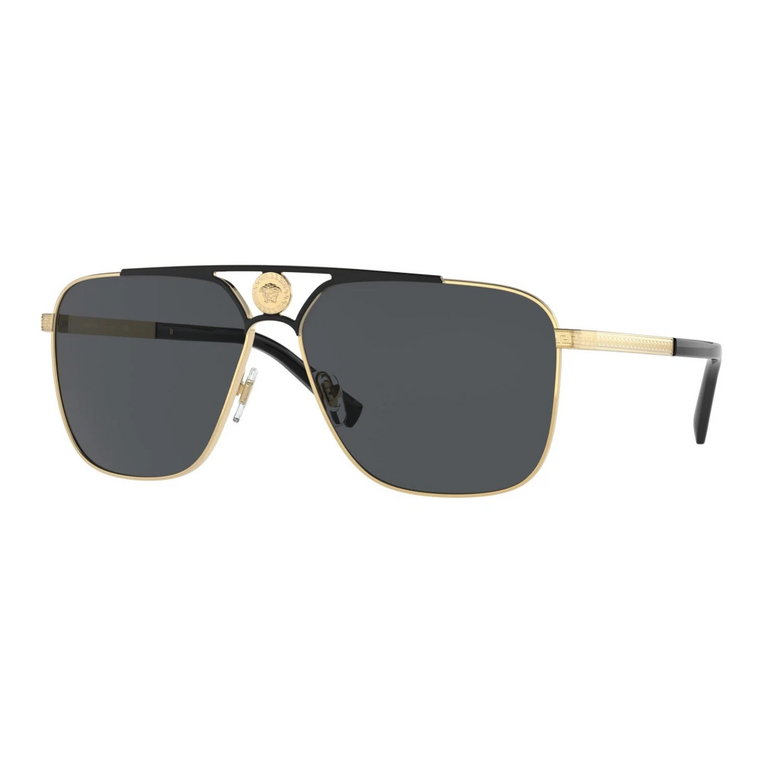 Złote Czarne/Szare Okulary Przeciwsłoneczne Versace