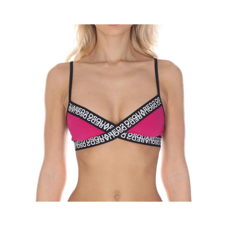 Odwracalny Top Bikini z Wyrazistym Nadrukiem Dsquared2