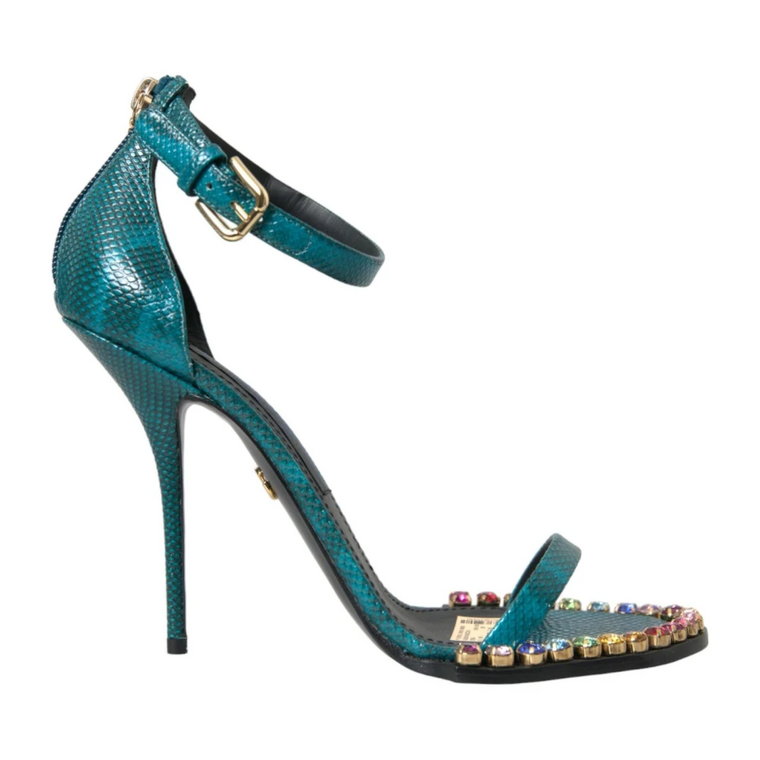 Egzotyczne Niebieskie Sandały z Kryształkami Dolce & Gabbana