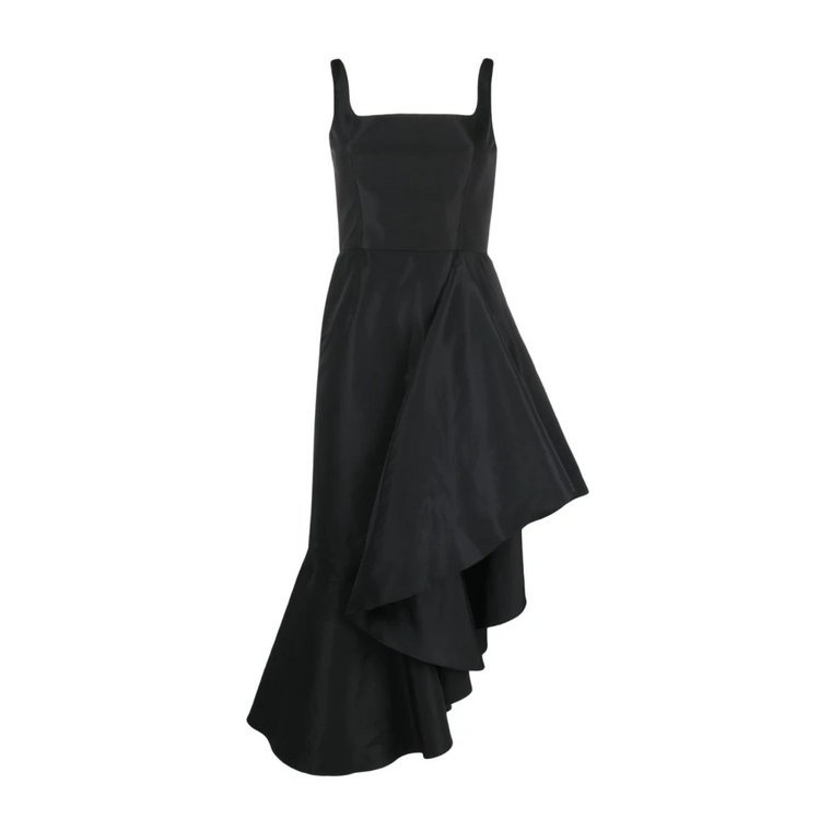 Czarna asymetryczna sukienka z rozkloszowanym dołem Alexander McQueen