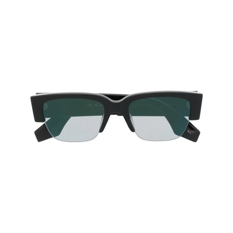 Czarne Okulary przeciwsłoneczne z Przeciętym Kształtem i Półramką Alexander McQueen